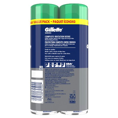 Gillette Series Sensitive Soothing with Aloe Vera Men's Shave Gel 7oz/2pk - New