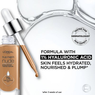 L'Oreal Paris True Match Hyaluronic Tinted Serum Makeup Skincare Hybrid 3-4 Light Medium - Imperfect Container