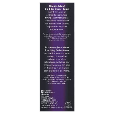 Olay Age Defying 2-in-1 Anti-Wrinkle Day Cream + Serum 1.7oz - Imperfect Box