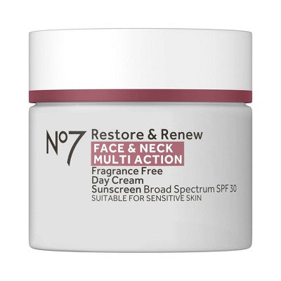 No7 Restore & Renew Face & Neck Multi Action Day Cream with SPF 30 1.69 fl oz - Imperfect Box