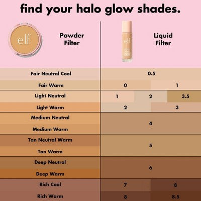 e.l.f. Halo Glow Powder Filter Foundation Tan Warm 0.35oz - Imperfect Box