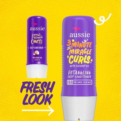 Aussie 3 Minutes Miracle Curls Detangling Deep Conditioner  8 fl oz - New